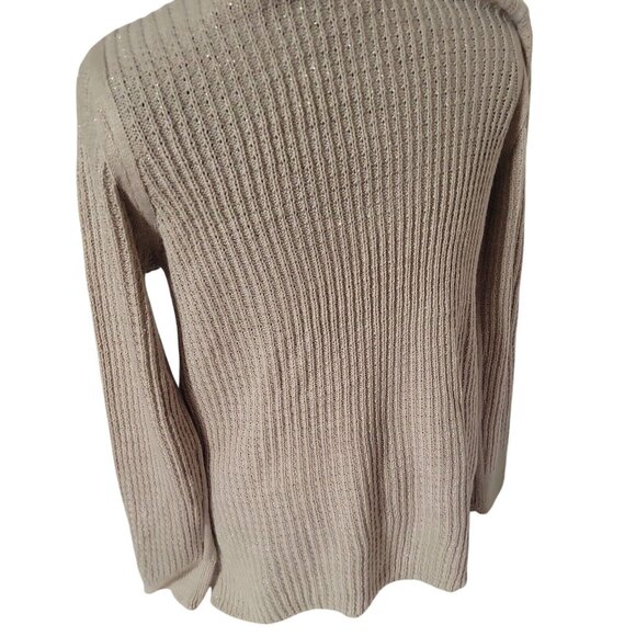 ST JOHN'S BAY Womens Beige Cable Knit V-Neck Sweater Size L lightweight‎ c - Picture 3 of 6